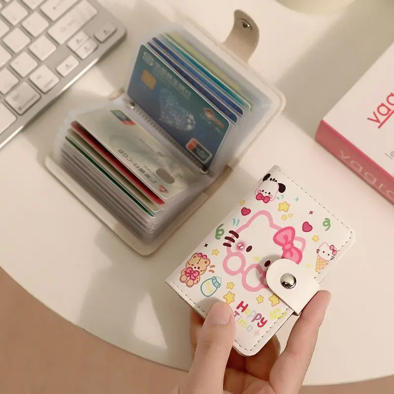 Sanrio การ์ตูน Hello Kitty ใหม่สาวน่ารักแฟชั่นประณีตบางเฉียบความจุขนาดใหญ่ Anti-degaussing ID ผู้ถือบัตรขายส่ง