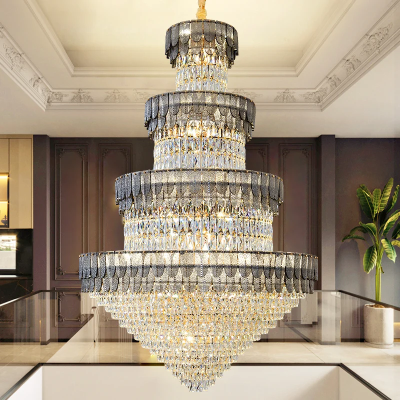 Modern Hotel Hallway High Ceiling Round Chandelier Customized Creative Design Living Room Large Villa Crystal Pendant Light image 2