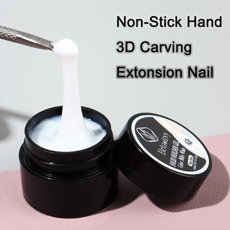 Gel de esculpido 3D 5ml blanco perlado para esmalte de uñas, extensión sin adherencia, tallado de flores, decoración DIY 5