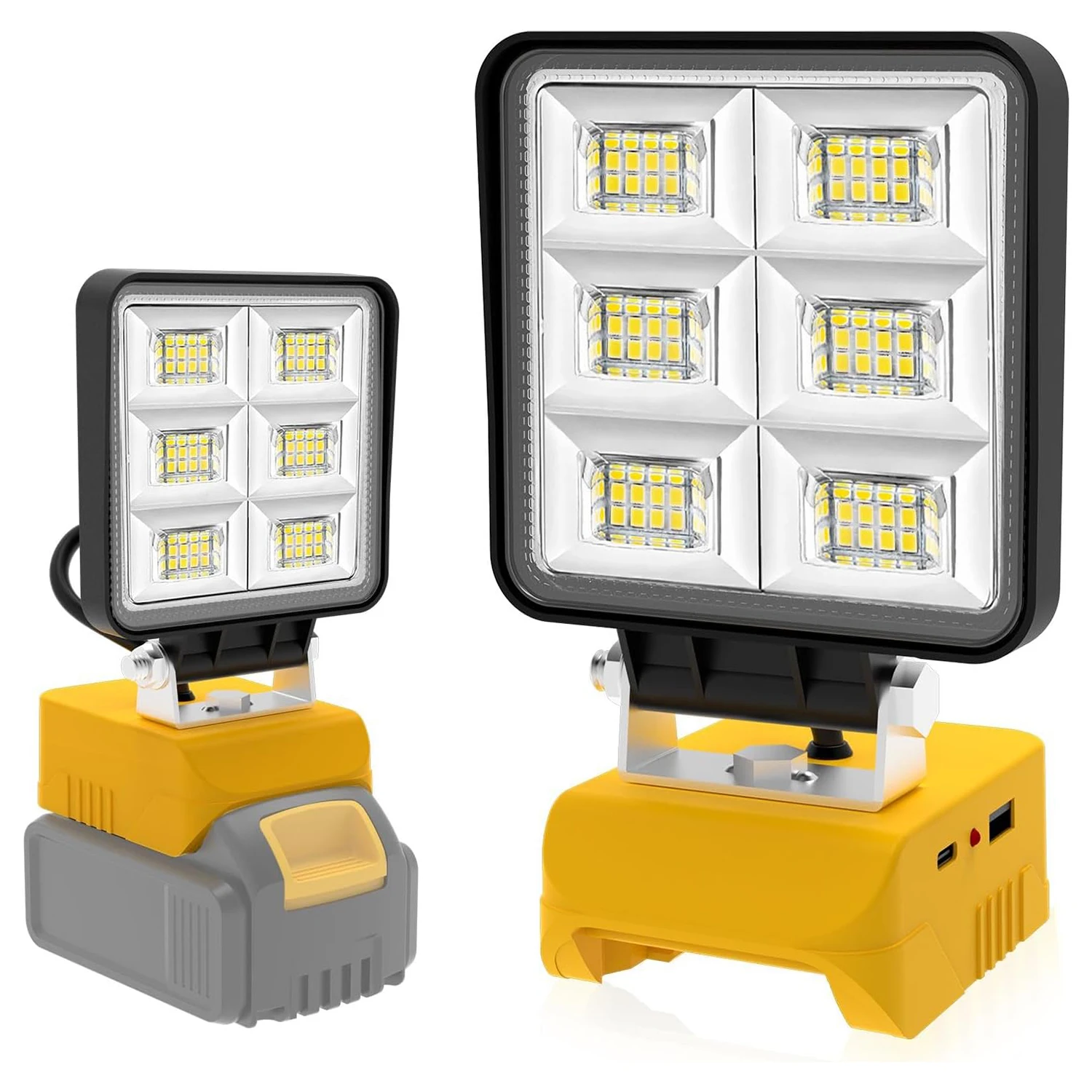 48W/60W/100W Portable LED Work Light Rechargeable LED Flood Light for Dewalt 18V-20V Li-ion Battery Cordless Work Light 6000k