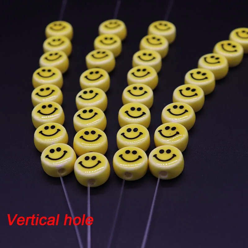 Yellow Smiling Face Ceramic Beads For Jewelry Making DIY Earring Bracelet 8/10/12mm Round Flat Smiling Face Jewelry Accessories