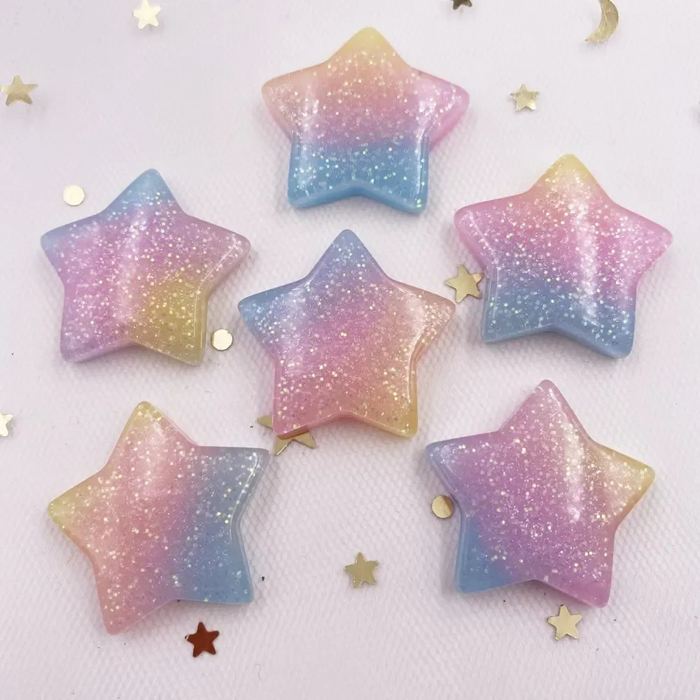 10PCS Glitter Kawaii Resin Col - Star Flat Back ulasan dan harga