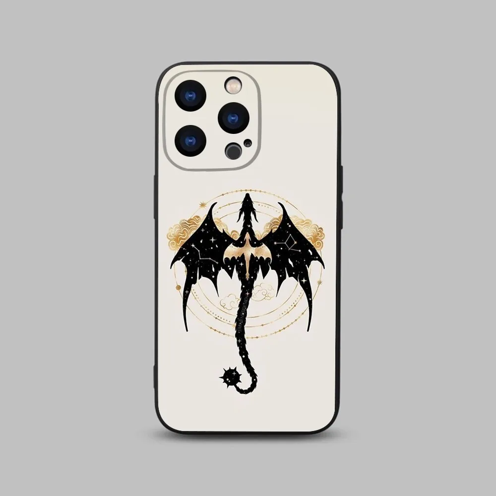 Dragon F_Fourth Wing Art Phone Case For iPhone 15,14,13,12,11 Plus,Pro,Max,XR,XS,X,7,8 Plus,SE,Mini Black Silicone Soft