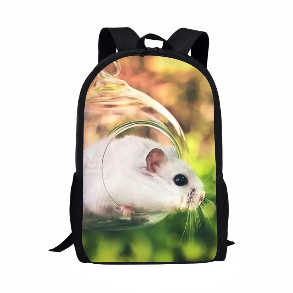 Cute Hamster Print Children School Bag Student Book Bag Kids Shoulder Backpack Boy Girl Daily Casual Backpack Travel Rucksacks