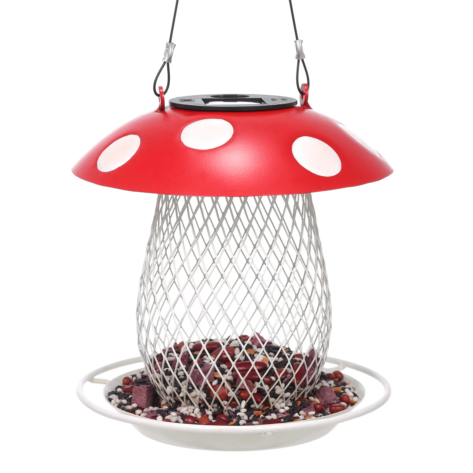 

Wrought iron mushroom modeling solar bird feeder garden balcony courtyard outdoor hanging feeder