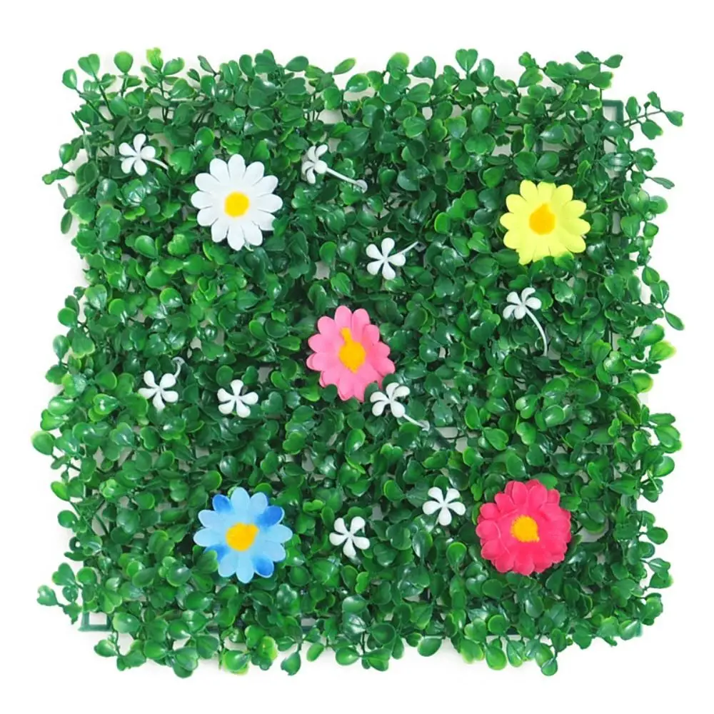 Painel de Parede de Plantas Artificiais DIY Durável 25*25cm, Folha de Planta de Flor Simulada Verde Realista, Tapete de Grama Falsa Verde para Sala de Estar