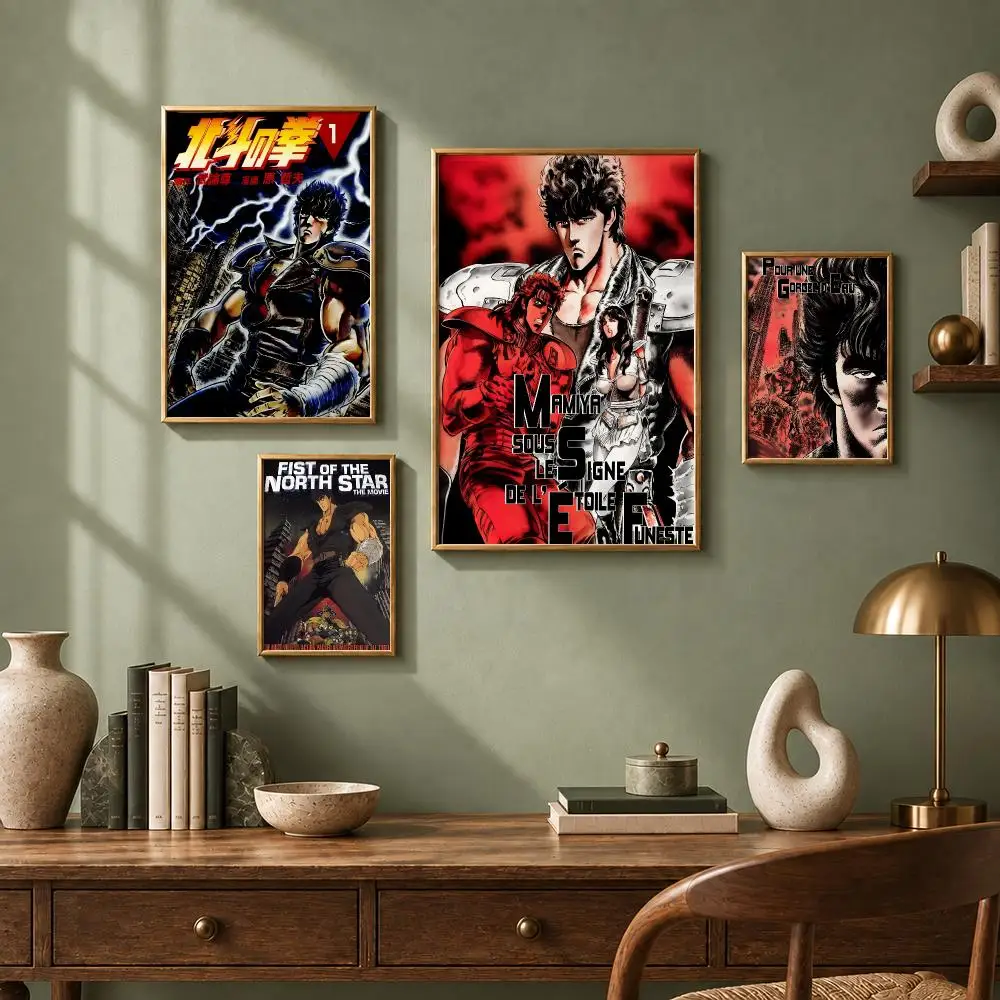 Retro Anime F-Fist of the North StarS Poster HD Self-Adhesive No Residue After Removal Ideal for All Kinds of Wall Decor