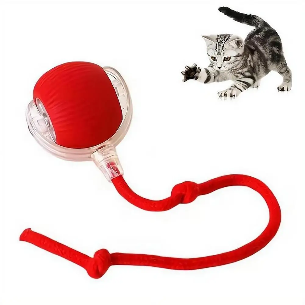 Smart Cat Toys Automatic Rolling Ball With Tail Rope Rechargeable Electric Pet Interactive Toy Cat Training