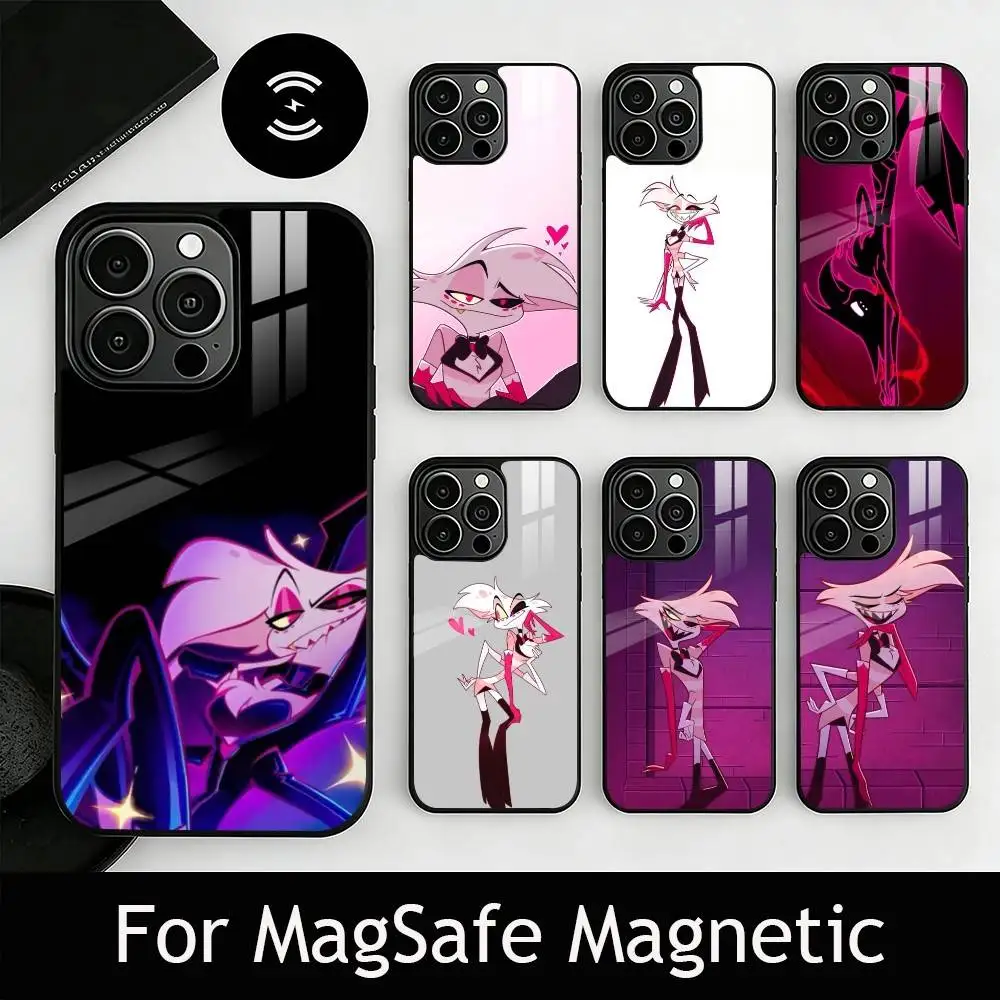 

H-Hazbin A-Angel Dust Phone Case For iPhone17,16,15,14,13,12,11 Plus,Pro Magnetic with Magsafe Wireless Charging