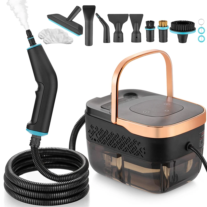 Nettoyeur vapeur portable, chauffage rapide en 15 secondes 105 ℃   thermomètre, pour voiture/maison/carrelage/meubles + 10 accessoires