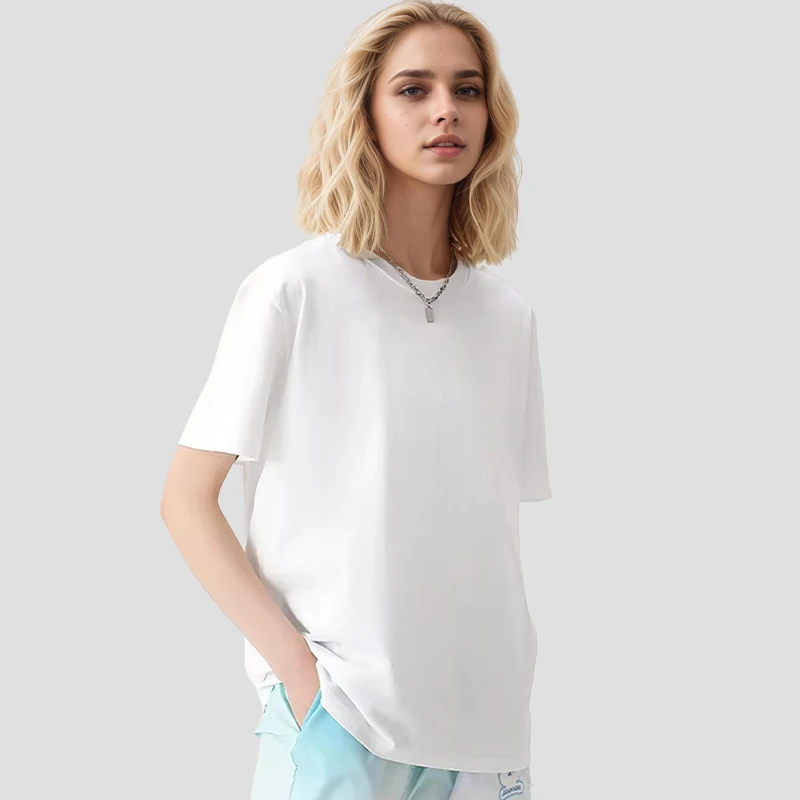 T-shirt da donna Estate 2025 Nuovo 100% cotone O-Collo Stili lunghi Moda casual Top T-shirt femminile elegante di lusso