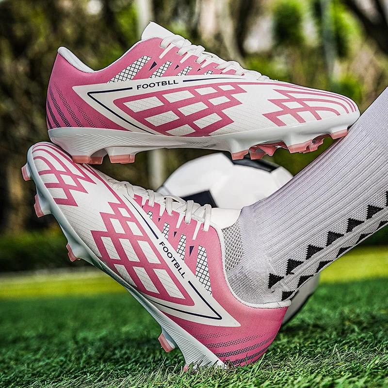 

Size 31-45 Pink Soccer Shoes Men FG/TF Low-cut Children's Football Shoes Outdoor Non-slip Men's Artificial Grass Soccer Cleats