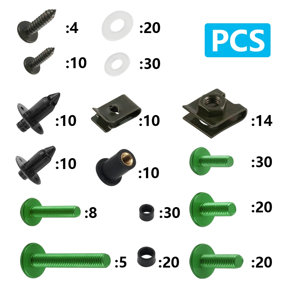 253 pçs cnc parafusos carenagem parafuso porca kit para kawasaki z1000 z250 z400 z650 ninja 250r 300 500 650 zx10r zx14r 6r 7r 9r z750 z1000