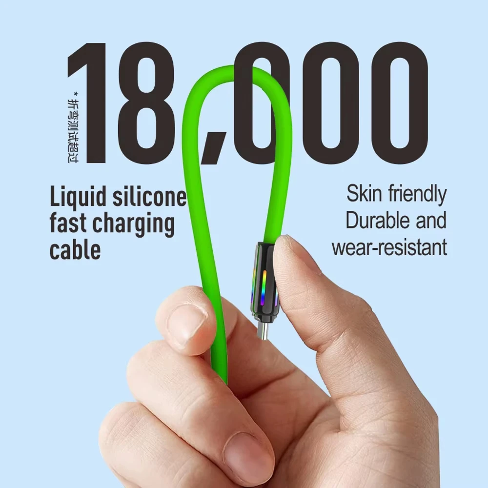 NNBILI 240W 4-in-1 Fast Charging Data Cable Colorful RGB Breathing Light USB C To Type-C High-speed Transmission Charger Cable