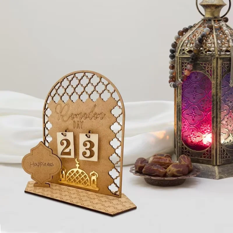 Ramadan-Countdown-Kalender aus Holz, Geschenke, Tag des Ramadan-Kalenders mit Austausch der Nummer Eid Mubarak, Heimdekoration 2025