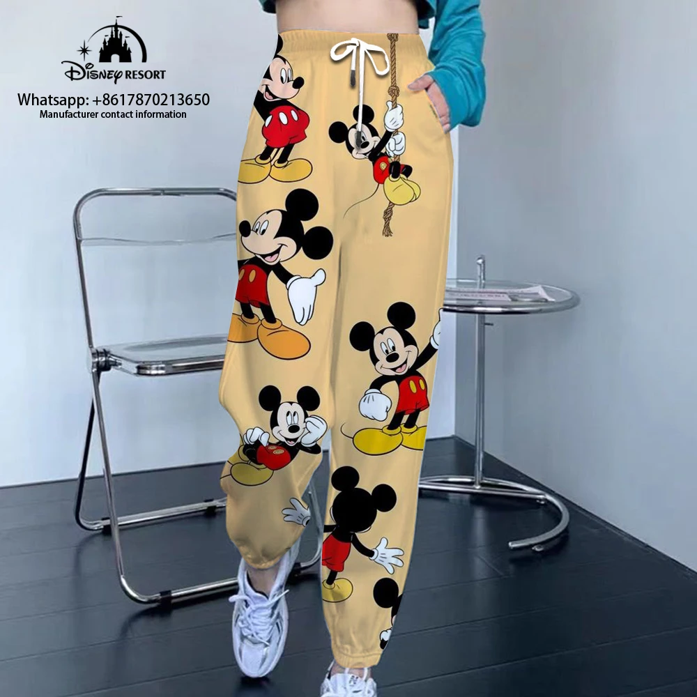 Mickey Minnie Animation Autumn New Women\'s Casual Harajuku Street Style Small Feet Versatile Unisex Sports Pants 2024