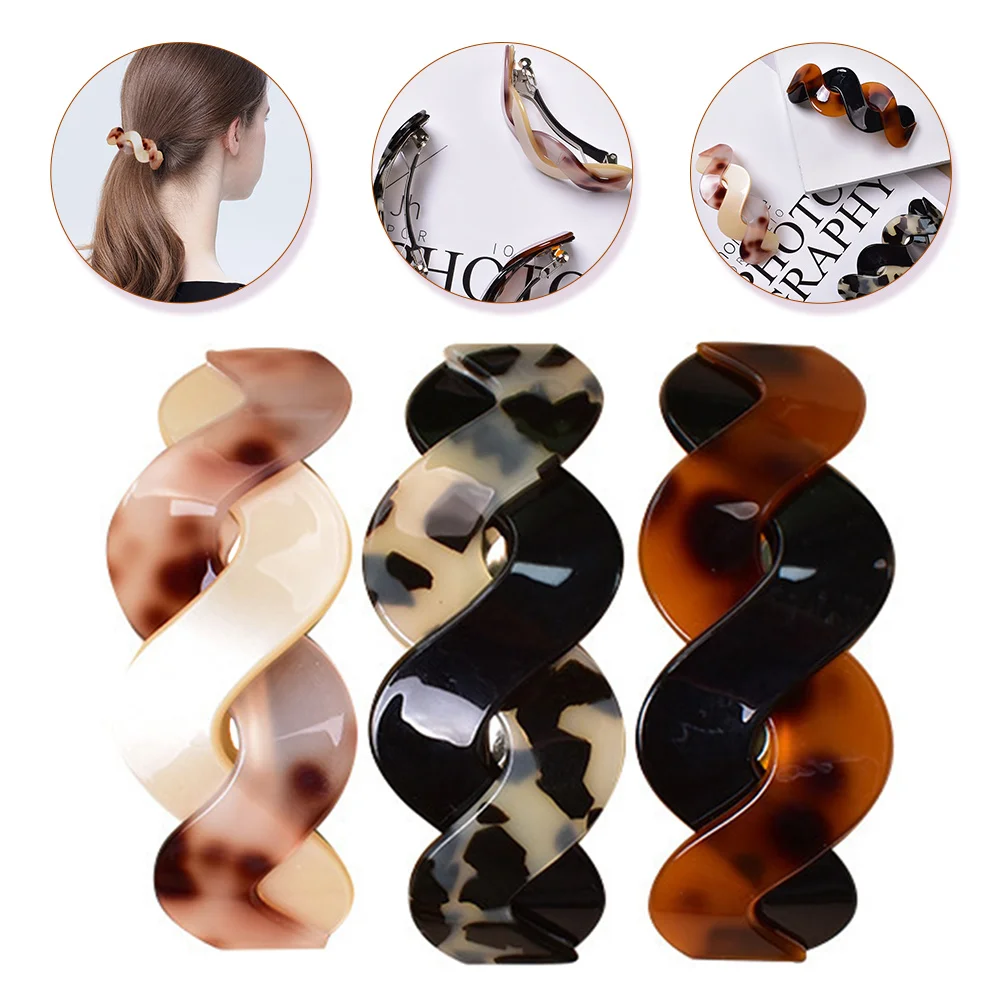 

3Pcs Acrylic Alloy Hair Clips Barrettes Spring Holder Ponytail Thick Hair Women Accessories Styling Tools Portable Practical
