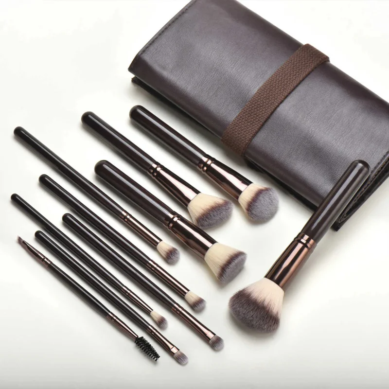 مجموعة كاملة من فرش المكياج المكونة من قطعة واحدة، وفرش البودرة السائبة، وفرش أحمر الخدود، وفرش الأساس، وفرش كونسيلر، والشفاه ب