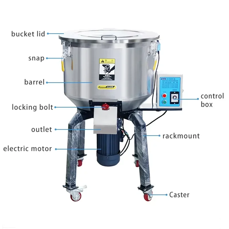 Industrial Automatic Stainless Steel PP Powder Color Mixer Batch Granule Blender with Delerating Dry Mixing Molding Storage