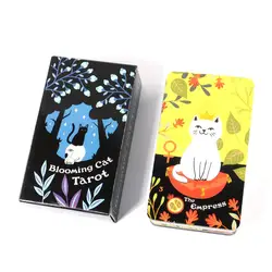 Baraja de Tarot de gato floreciente, juego de mesa de fiesta de ocio, cartas de oráculo de adivinación de alta calidad con guía en PDF, 90 cartas