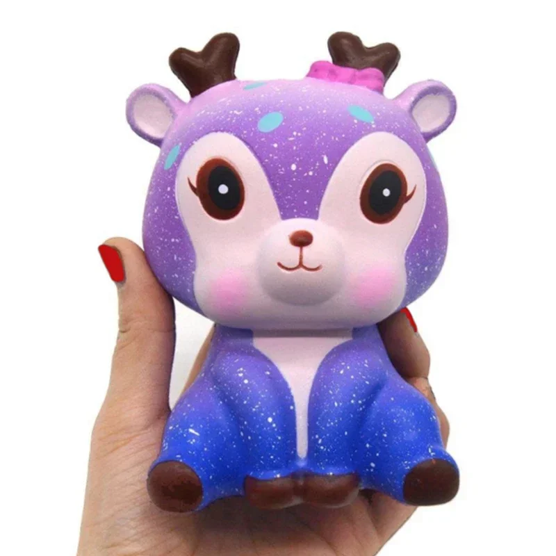 Jumbo kawaii colorido galáxia cervos mole lento subindo squeeze brinquedos creme doce perfumado anti estresse brinquedo para engraçado criança presente de natal