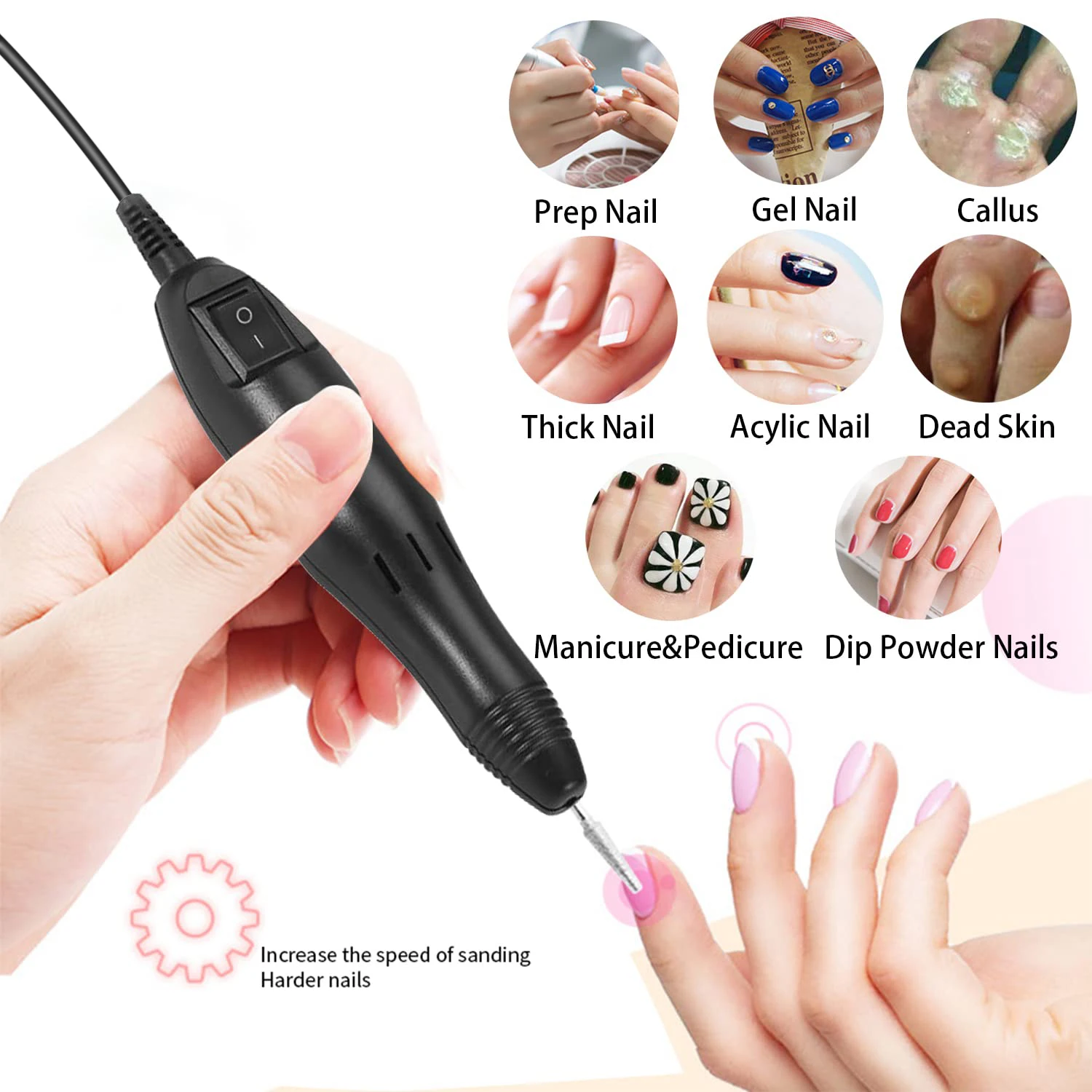 HALAIMAN High-Speed Electric Nail Sander Drill For Nails Accessories Nail Drill Machine Milling Cutter For Manicure Set Tools