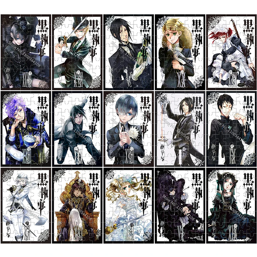 35 Pieces Black Butler Jigsaw Puzzle Kuroshitsuji Wooden Puzzles Sebastian Cartoon Characters Pictures Children Leisure Toys