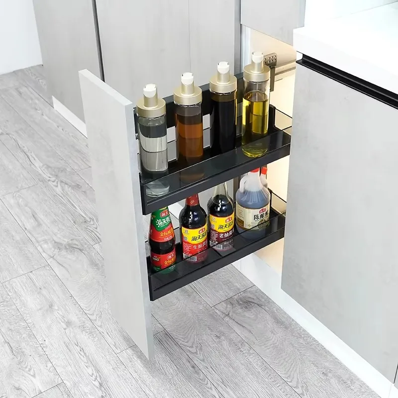 

Выдвижная корзина-органайзер для кухни из нержавеющей стали для бутылок, выдвижной ящик для хранения на кухонной полке