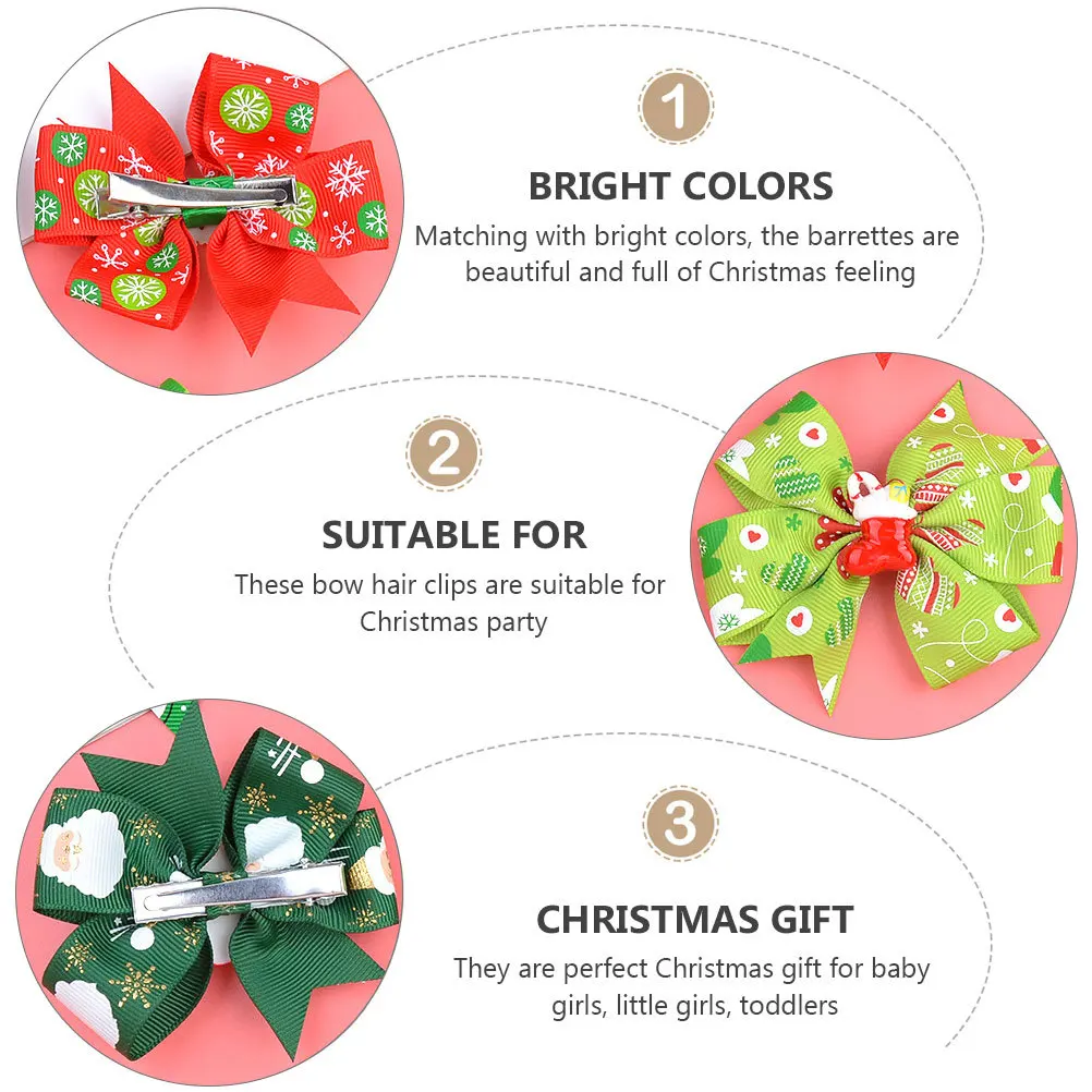 

10Pcs Christmas Kids Hair Bows Baby Girls Clips Barrettes Xmas Gift Hair Bow Clip Barrettes Hairpins Bow Hairpins