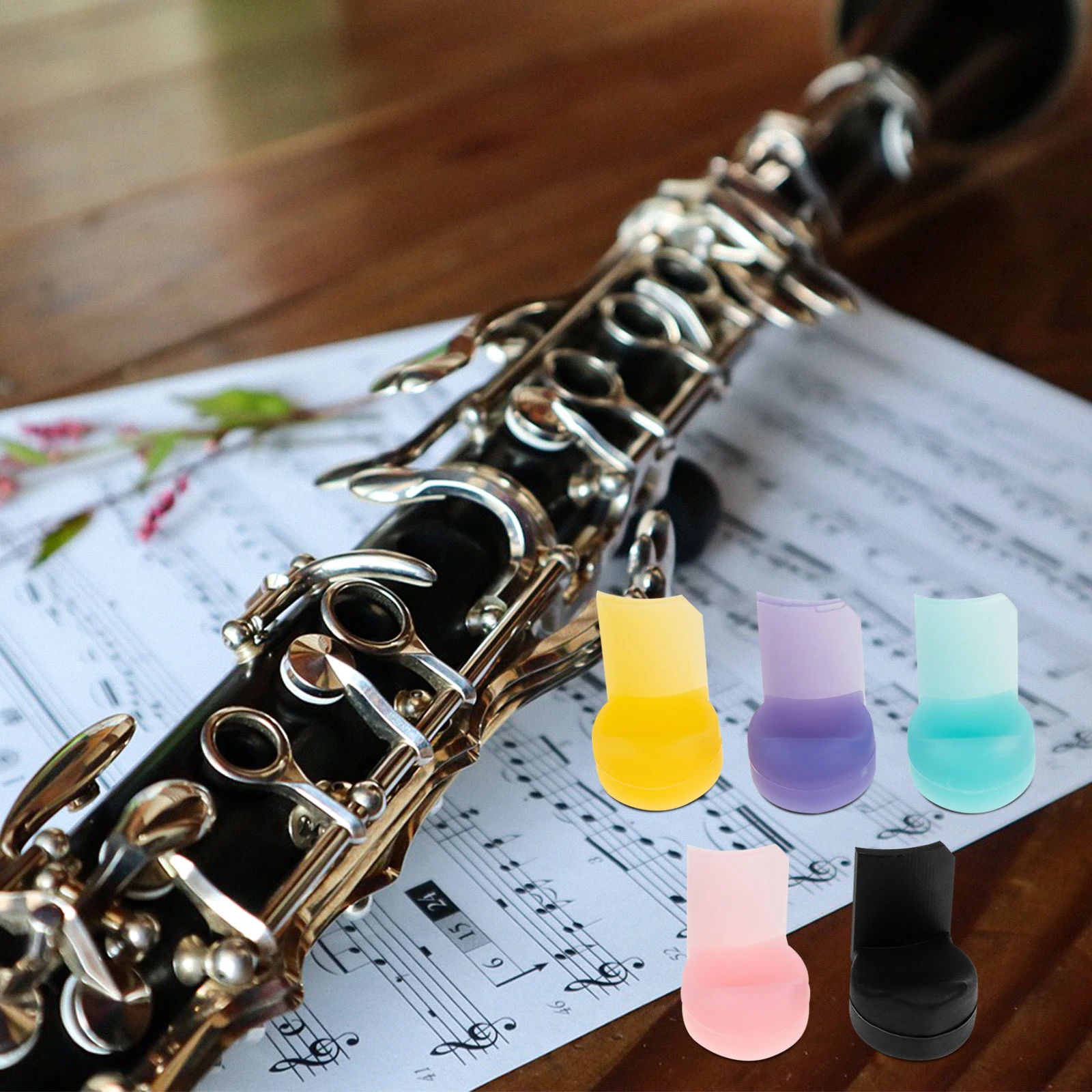 

5 Pcs Thumb Finger Bracket Comfortable Rest Silicone Cushion Clarinet Colorful Major