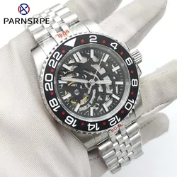 Men's Waterproof Watch, Skeleton Luminous Dial, Stainless Steel Case, Sapphire Crystal, Transparent Back, NH70, New 2024
