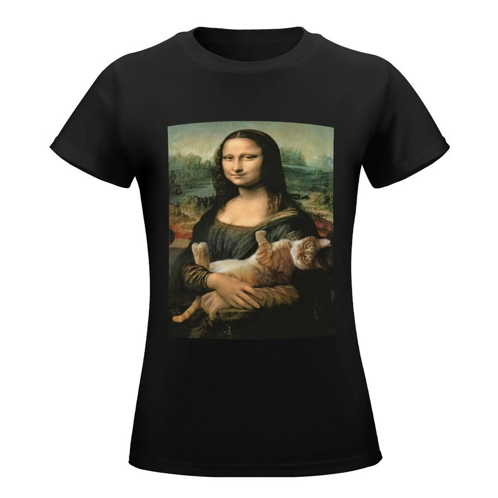 Mona Lisa by Leonardo Da Vinci feat. cat T-Shirt plus size tops aesthetic clothes t shirt dress Women