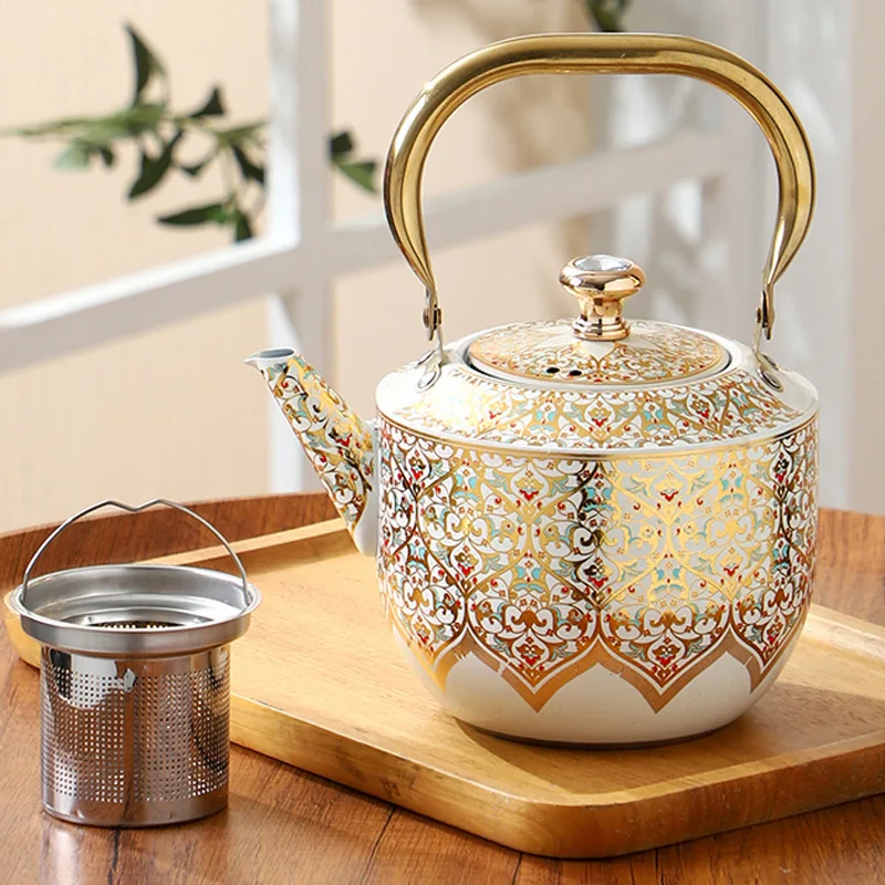 

Kettle Cold Kettle Middle East Teapot Xinjiang Ethnic Wind Milk Teapot with Leak 1.6L Stainless Steel Paint
