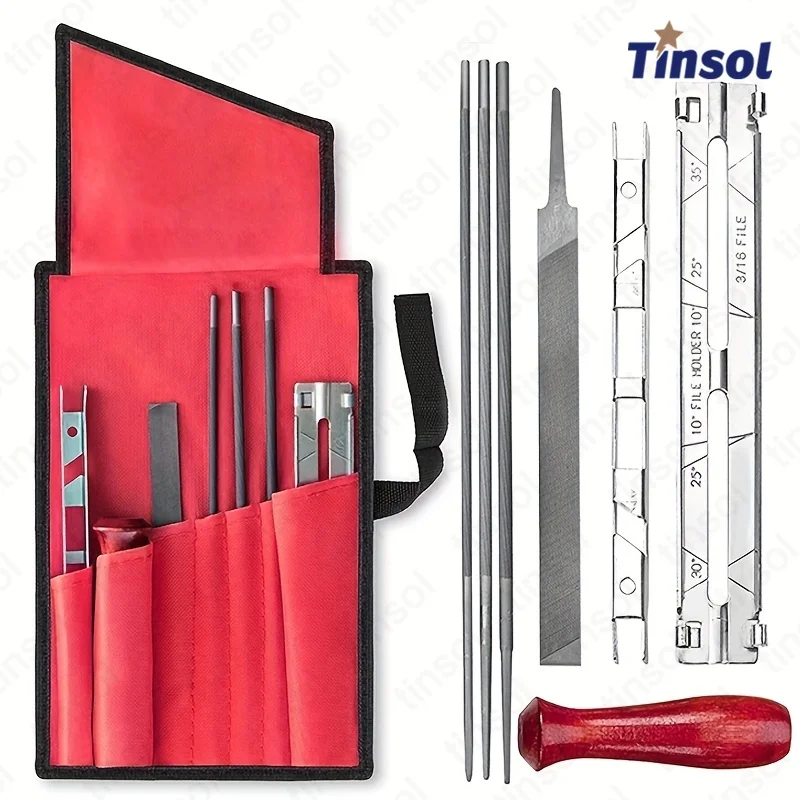 kit-de-afiacao-de-motosserra-tinsol-conjunto-de-9-pecas-com-limas-redondas-5-32”-3-16”-7-32”-lima-plana-6”-cabo-guia-de-afiacao-bolsa-de-ferramentas