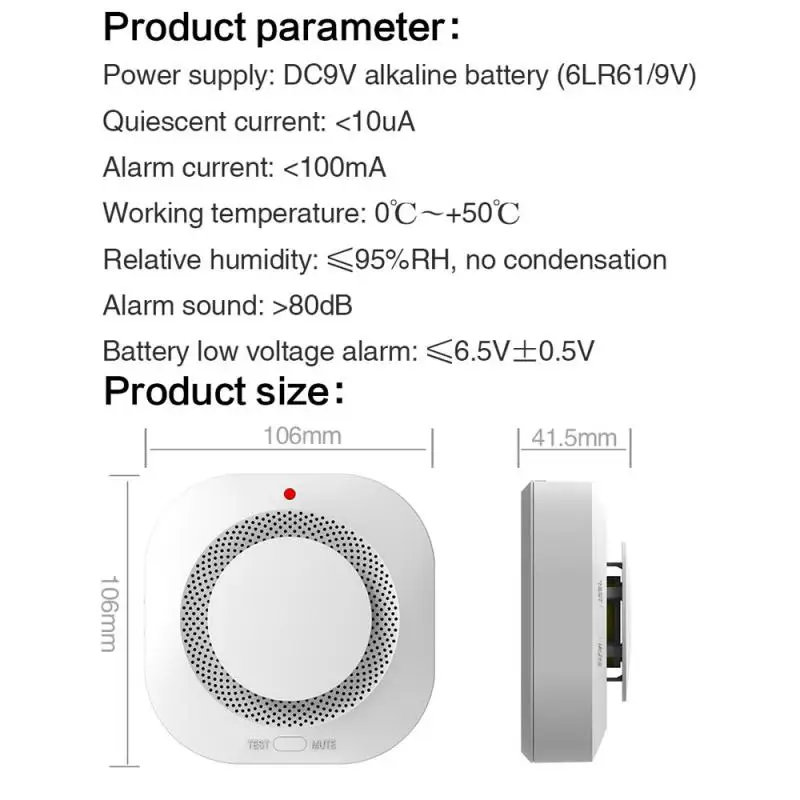 Tuya Wifi/Zigbee Smoke Alarm Fire Protection Smoke Detector Sensor Fire Alarm Security Protection Firefighters Smart Home