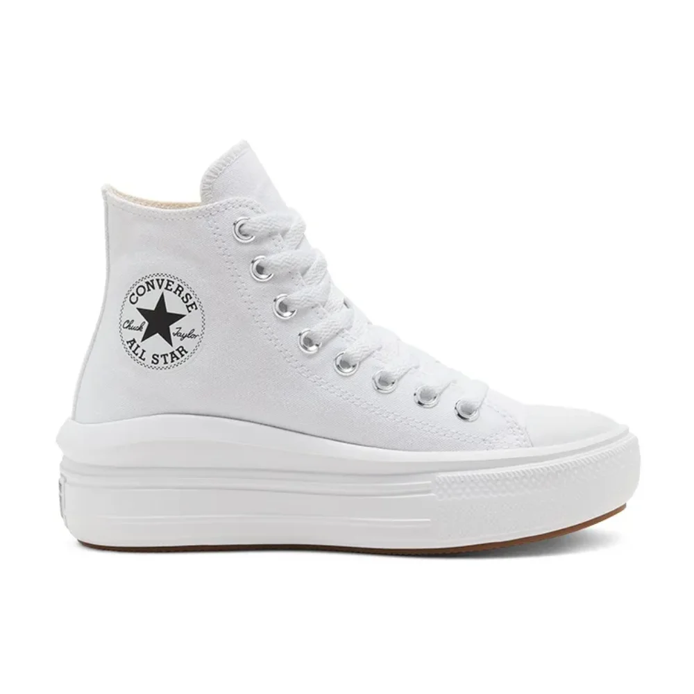 Converse White All Star Move High Women's Thick Sole Canvas Shoes Comfortable and Simple Non-slip Wearable Casual Shoes