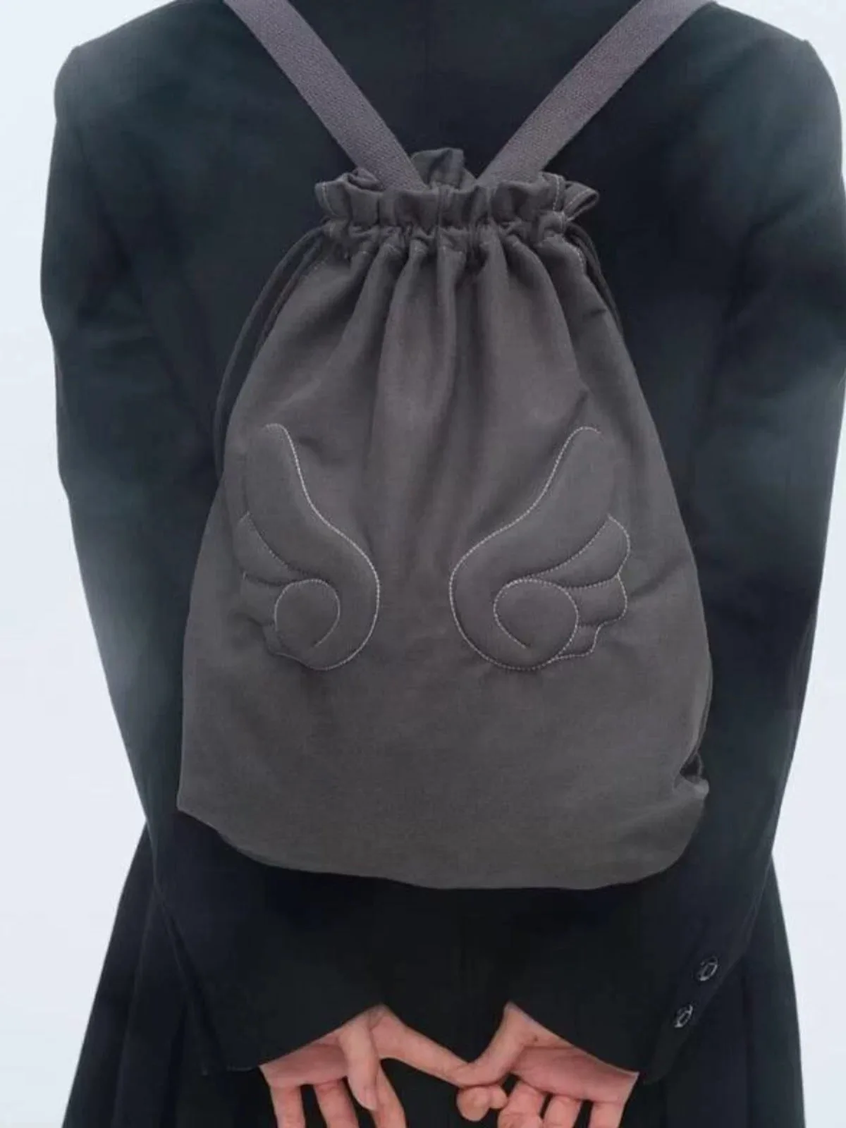 2024 New Women's Lightweight Drawstring Wing Backpack Casual Versatile Cloth Bag Korean Style Youth Daily Use Unisex Bag