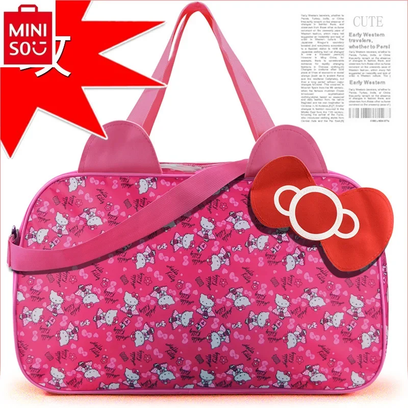 MINISO-Sac de voyage Hello Kitty en toile pour femmes, sacoche de rangement de fitness étanche de grande capacité de bonne qualité, nouvelle