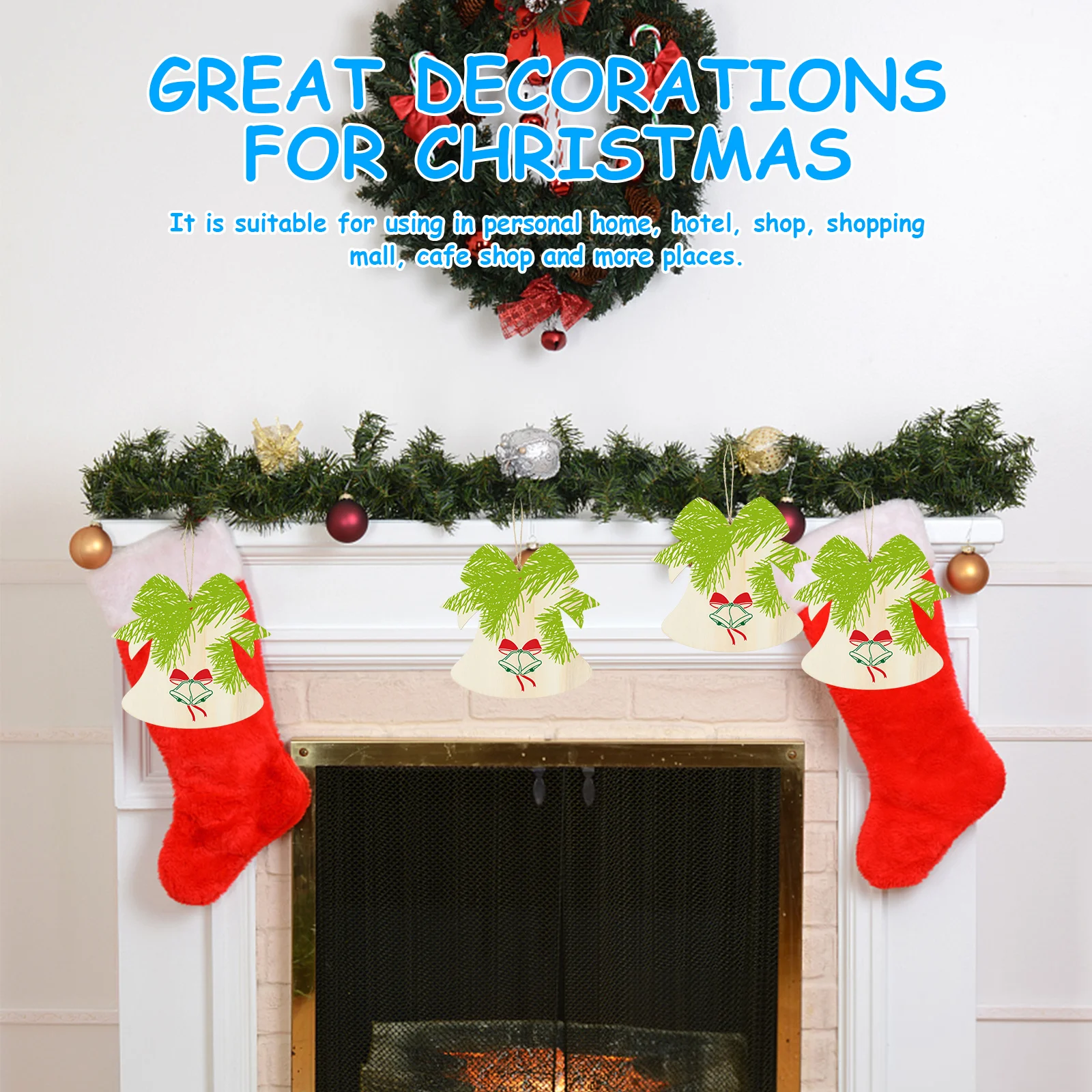 

10Pcs Christmas Wooden Cutouts Blank Unpainted Wood Chips for Handmade Graffiti Pendant Craft Projects Xmas Tree Window Decor