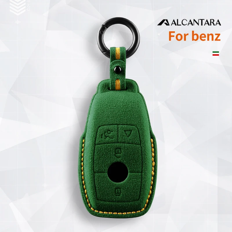 Car Key Case Cover Alcantara Suede For Mercedes Benz C200L E300L S320 S350LS500l AMG GLC 4buttons Keychain