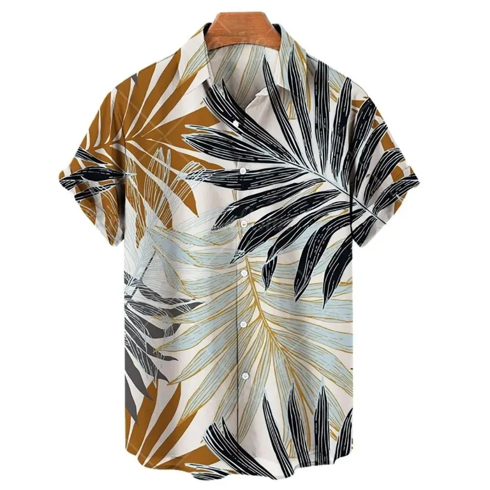 Men's Summer Hawaiian 3D Printed Oversized Floral Shirt  Collar Fleece Lined Thickened Special Wide Fit Autumn Fashion