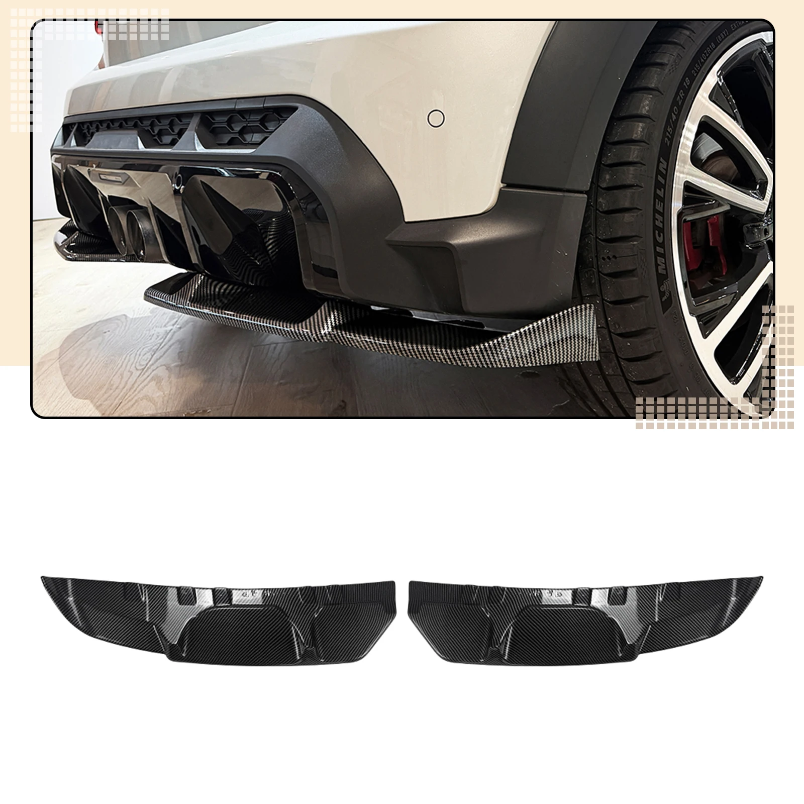Rear Bumper Diffuser Lip For Mini Cooper F55 F56 F57 JCW 2022-2024 Side Spoiler Splitter Cover Tail Boot Body Protector Kit