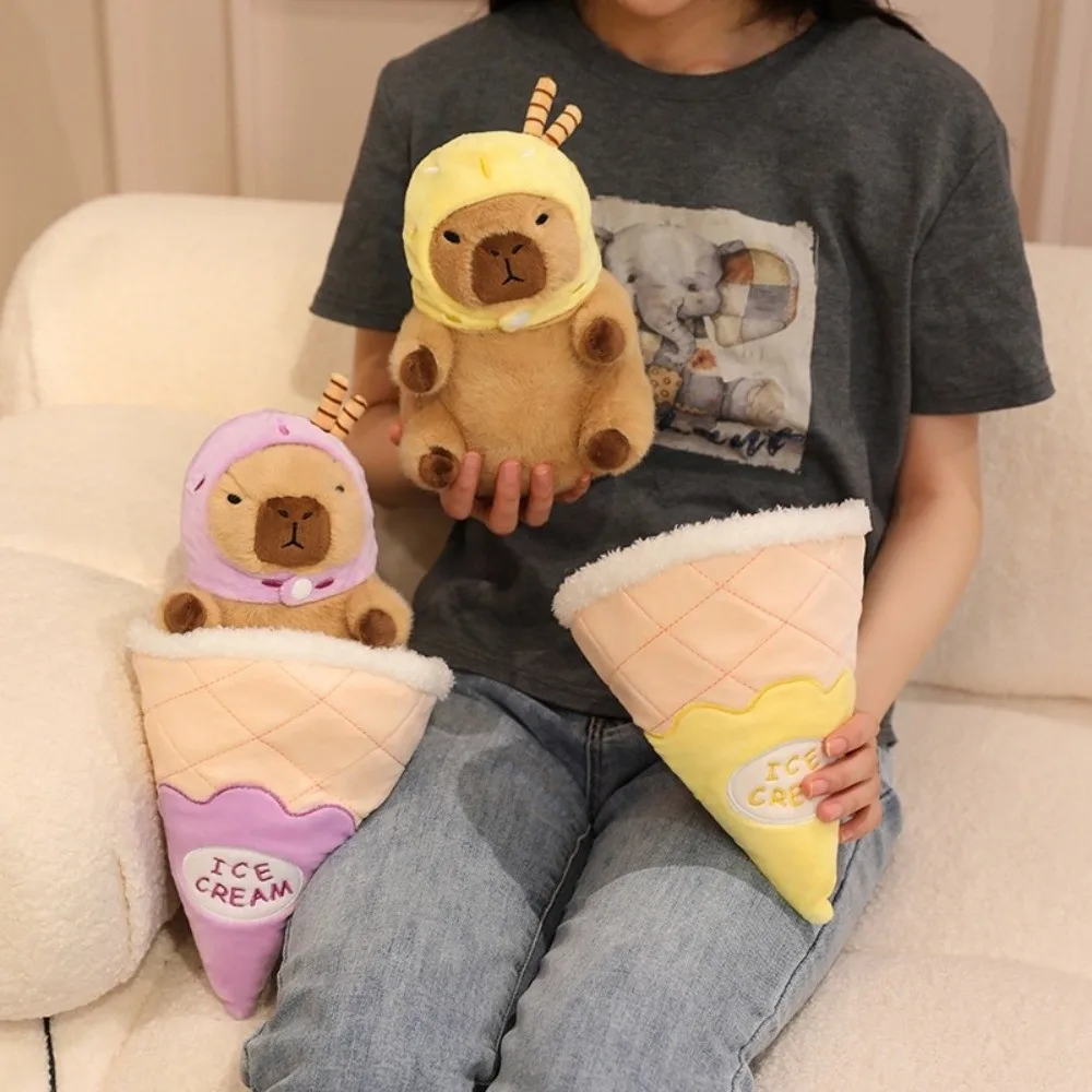 

Ice Cream Cone Capybara Plush Toy Cross Dressing Fluffy Capybara Plush Doll Soft Cute Capybara Stuffed Doll