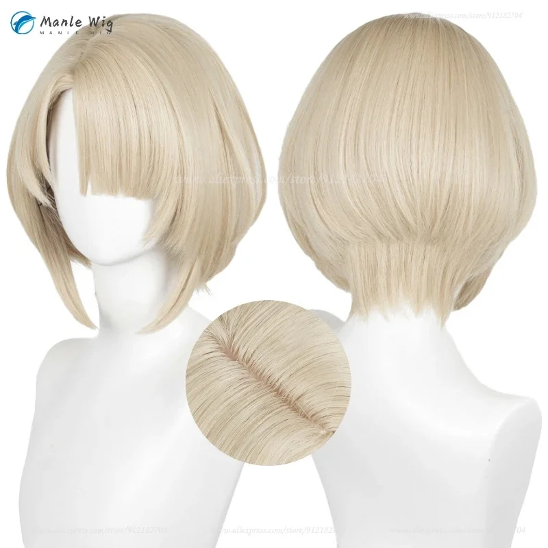 x;3,f6'b7\g,Freminet Cosplay 30cm Light Golden Short Hair Heat Resistant Synthetic Wigs Halloween + Wig Cap5;h7'b8\f,4/