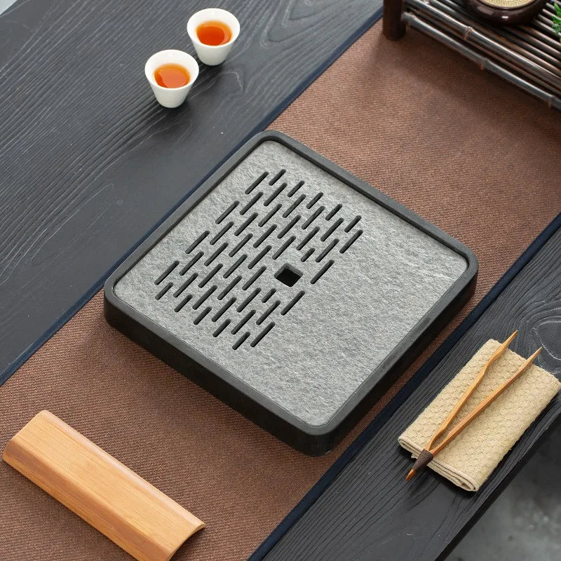 Vintage Rectangular Tea Tray Stone Kong Fu Luxury Tea Tray Chinese Multipurpose bandeja madera decorativa ovalada Tea Ceremony 2