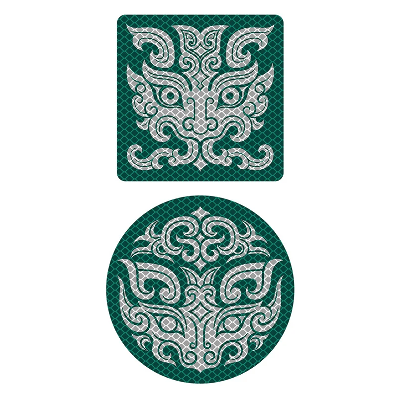 Boho Ethnic Pattern Reflective Car Decal Round Square Self-Adhesive Sticker Waterproof Night Visibility Auto Body Exterior Decor