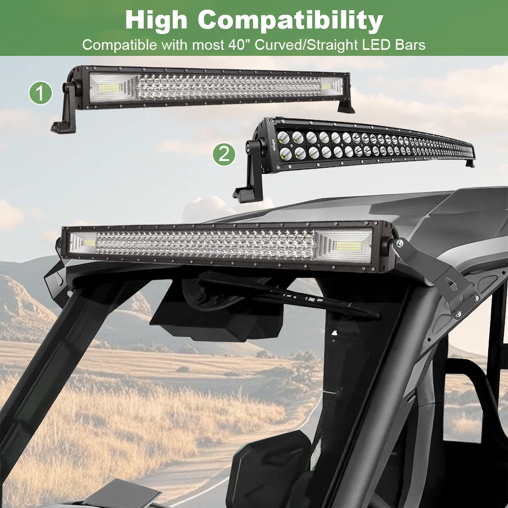 For Yamaha Wolverine RMAX2 / RMAX4 1000 2021-2025 Motorcycle LED Light Bar Mounting Brackets Roof 40" LED Light Bar Brackets 5