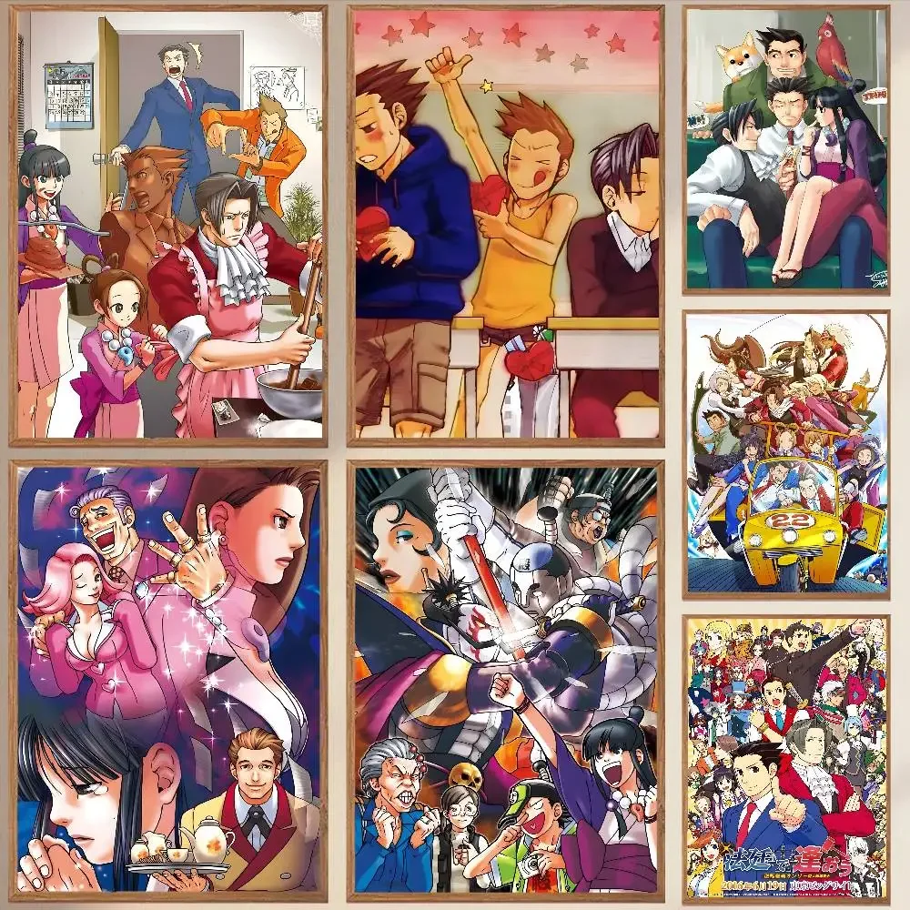 Affiche d'anime A-Ace Attorney, autocollant mural artistique HD imperméable, impression auto-adhésive. Décoration esthétique de la pièce de la maison pour la chambre du salon