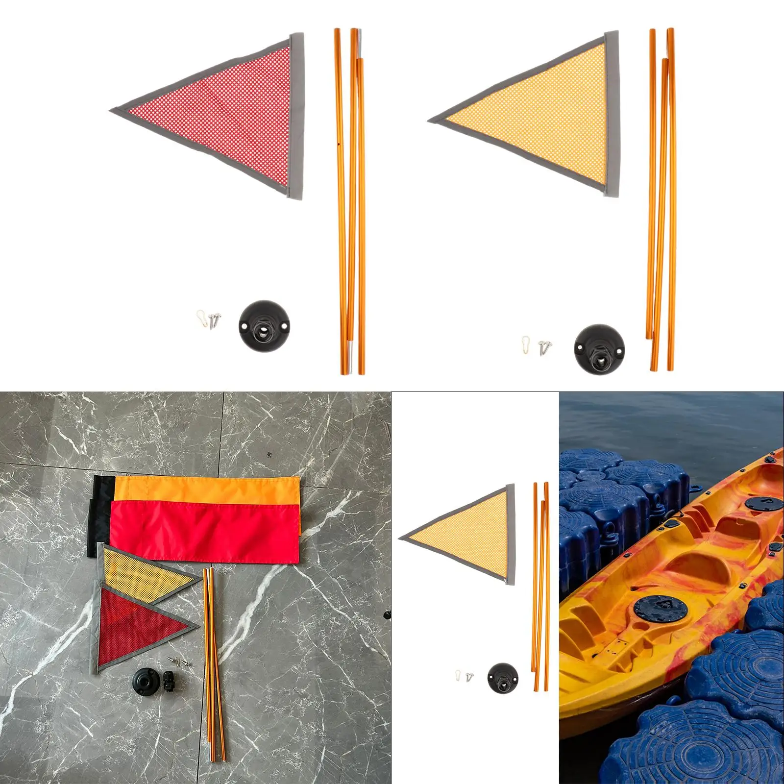 Kayak Safe Flag Mount Kit Accessory High Visibility Aluminum Alloy Sturdy with Stable Base 4ft Flag for Boats Canoes Yacht