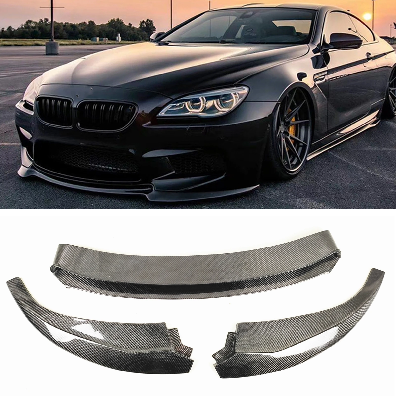 V Style Front Bumper Spoiler Splitter Lip For BMW F06 6 Series M6 Only 2012-2017 Carbon Fiber Car Lower Body Kit Protector Blade